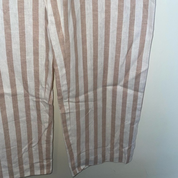 Draper James Tie Waist Jumpsuit in Cabana Stripe Tan Camel and White Size Small - Picture 8 of 13